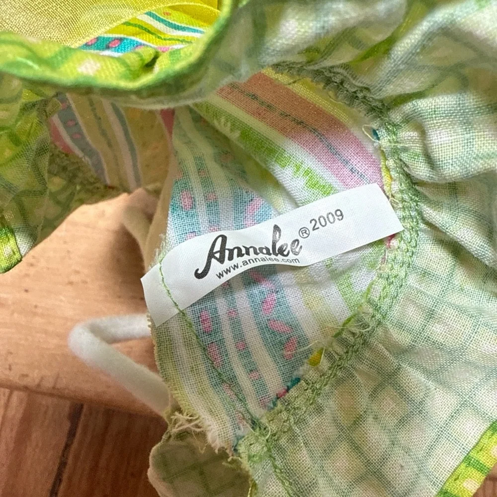 Annalee anthropomorphic Green and Pink Mouse Figurine - Picture 6 of 8